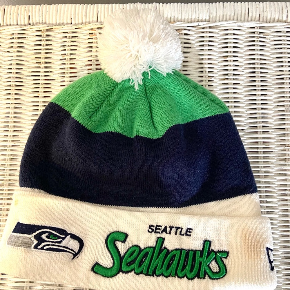 Vintage Seattle Seahawks beanie with Pom